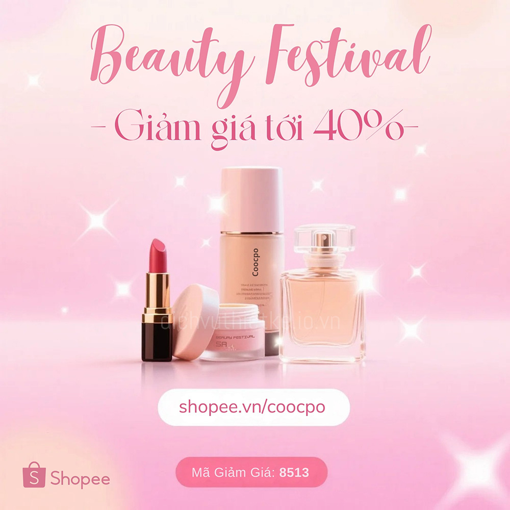 Banner Giảm Giá 40% Shop Beauty Festival
