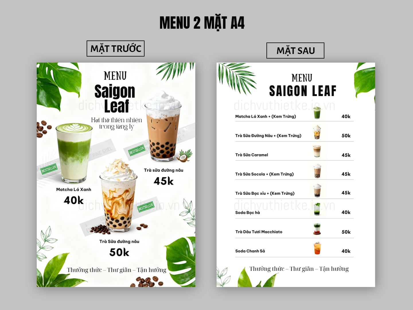 Menu 2 mặt A4