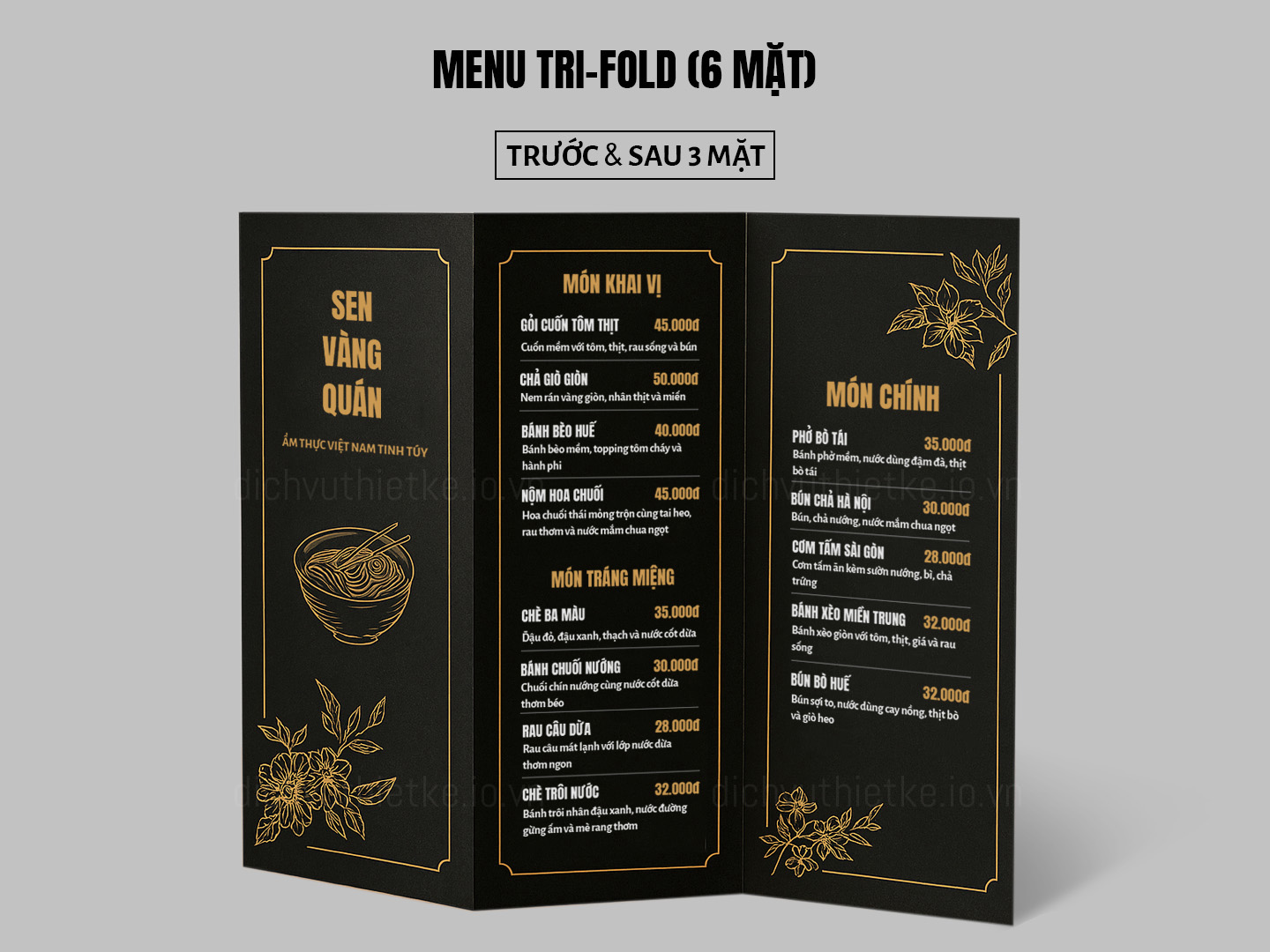 Menu Tri-fold 6 mặt